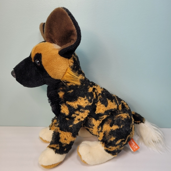Wild Republic African Wild Dog Calico Hyena Plush Stuffed Animal Black Tan 14" - Picture 2 of 12